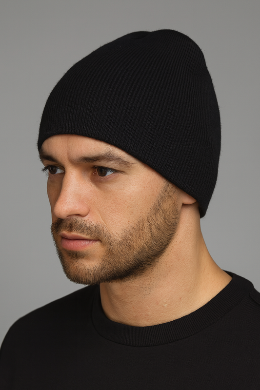 Strickmütze, "Beanie", Rip, extra kurz