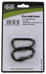 Karabiner, Schraubverschluss, D 6mm x 6cm, 2er Pack