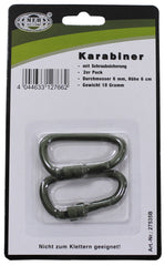 Karabiner, Schraubverschluss, D 6mm x 6cm, 2er Pack