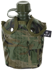 US Plastikfeldflasche, 1 l mit Hülle