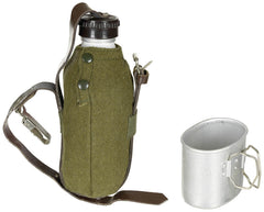 Rumän. Feldflasche, Alu, Becher, Hülle, neuw., Lagersp.