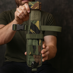 Holl. Messerhalterung am Bein, NL tarn, gebr.