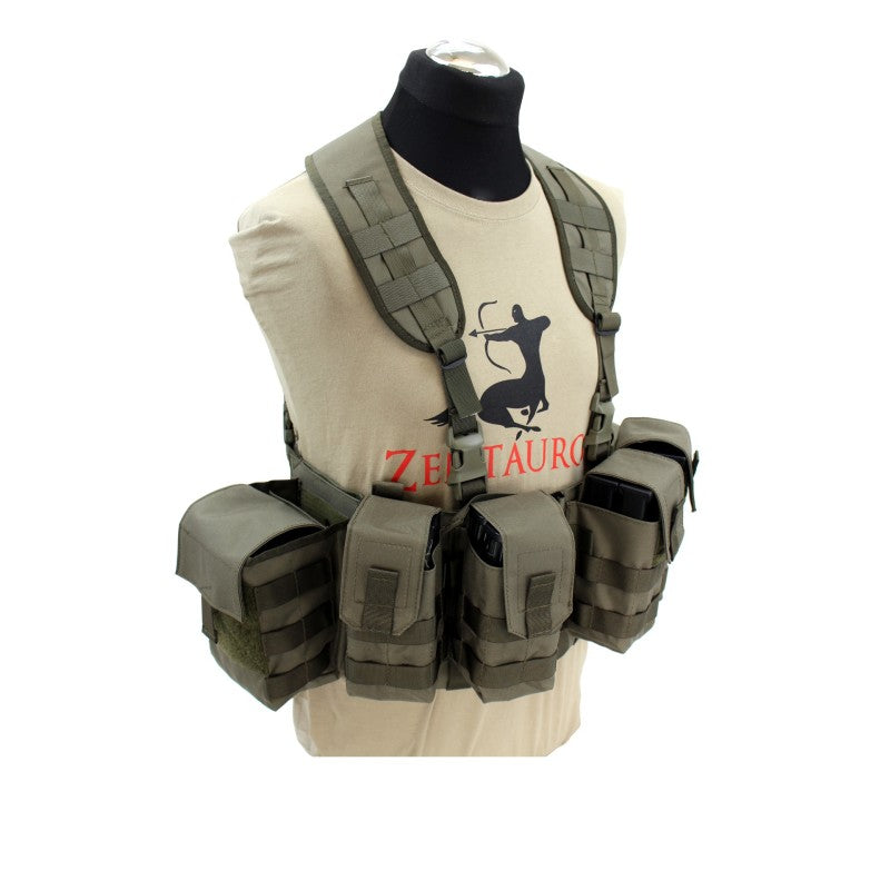 Nonmodularer Split Front Chest Rig - Steingrau-oliv