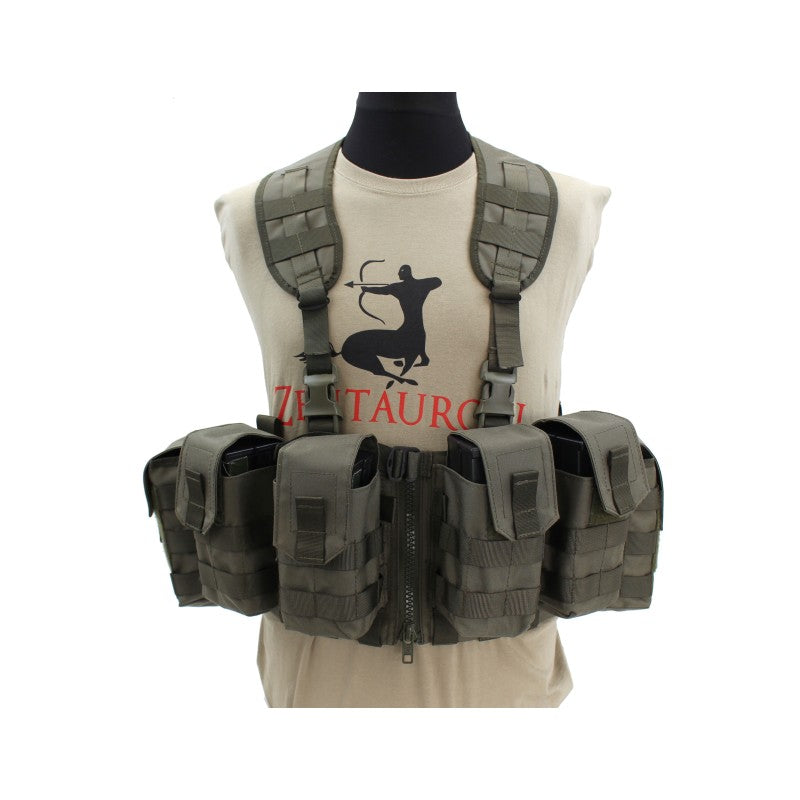Nonmodularer Split Front Chest Rig - Steingrau-oliv