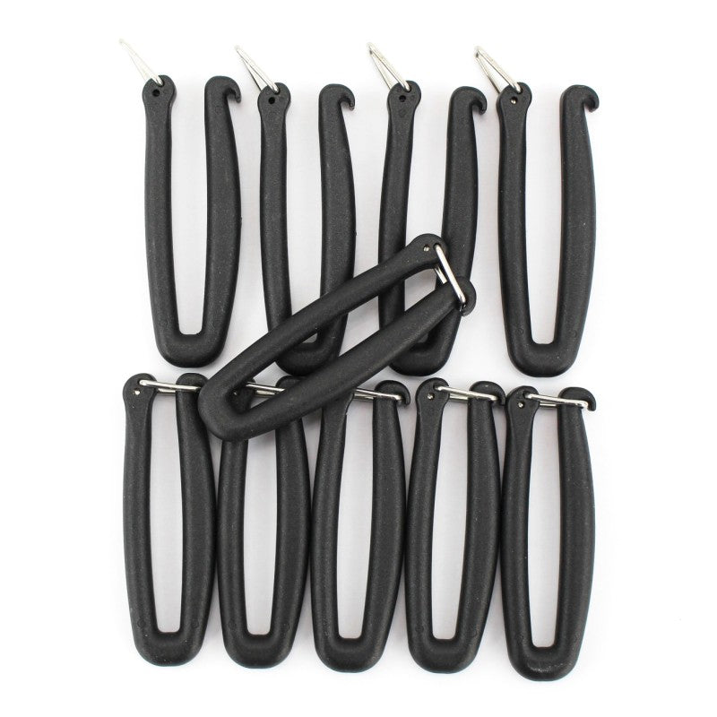 U-Clip Ausrüstungs Verbinder für Rucksack und Taschen 10er Set - Schwarz