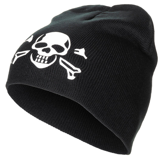 Strickmütze, "Beanie", "Totenkopf", fein gestrickt