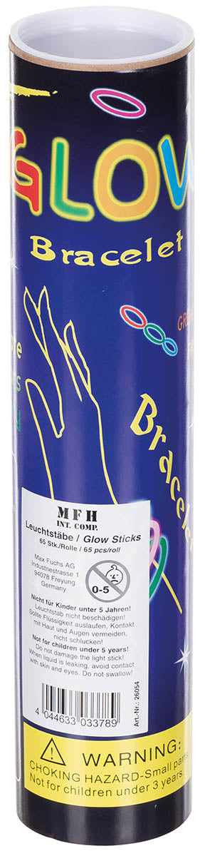 Leuchtstab, Halsband, dünn, div. Farben, 65 Stk./Rolle