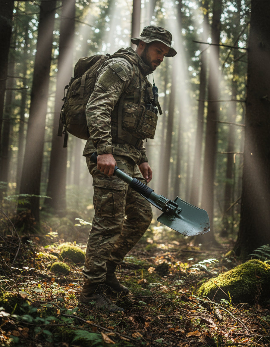 Mini Klappspatenset, 3 in 1