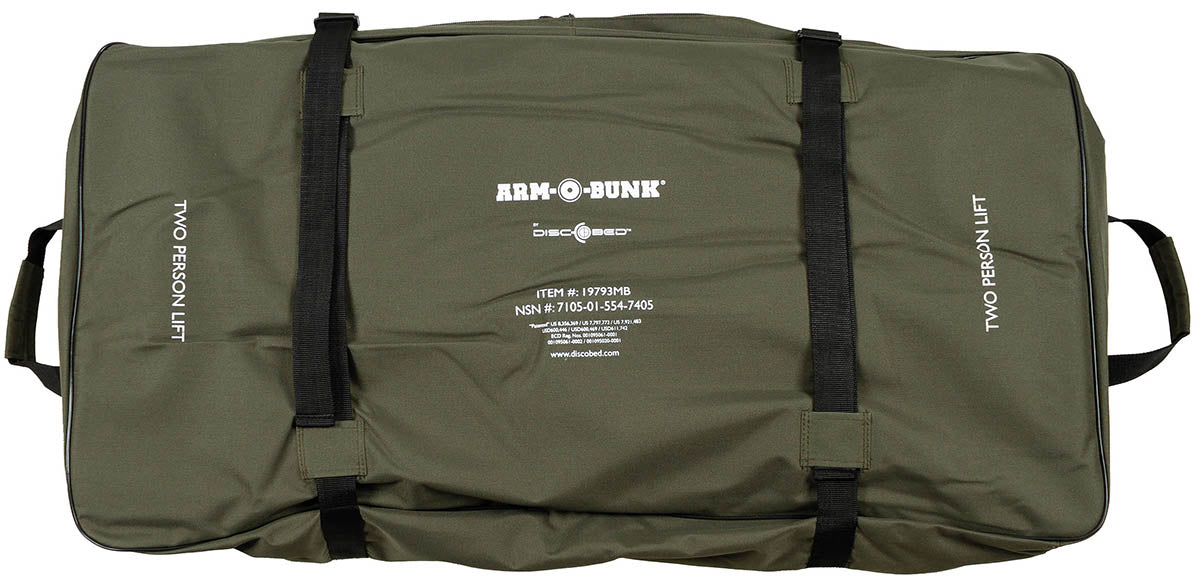 Feldbett, Disc-O-Bed, "Arm-O-Bunk",m. Seitent.