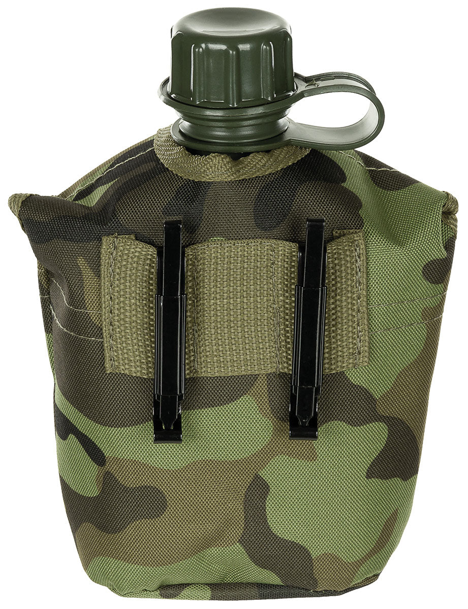 US Plastikfeldflasche, 1 l mit Hülle