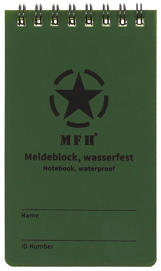 Meldeblock, wasserfest, klein, Spiralbindung, 7,5 x 13 cm