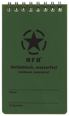 Meldeblock, wasserfest, klein, Spiralbindung, 7,5 x 13 cm