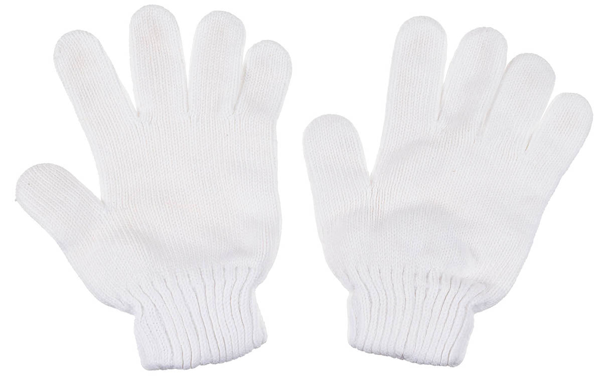 Brit. Fingerhandschuhe, weiß, Strick, gebr.