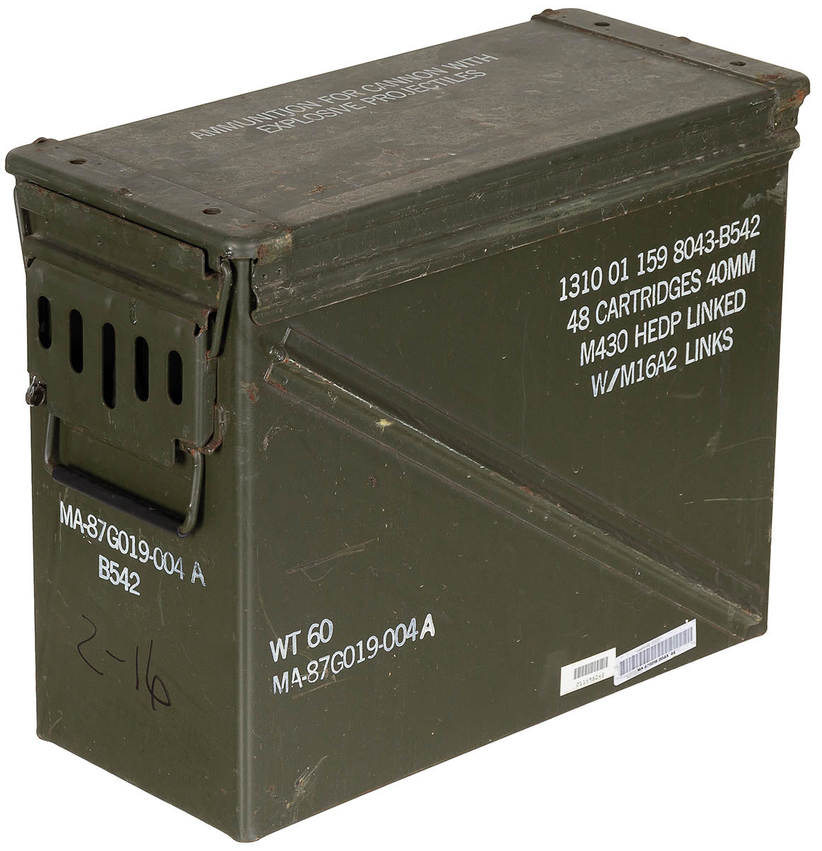 Munitionskiste, Gr. 7, gebr., Abm.: 46 x 21,5 x 36,5 cm