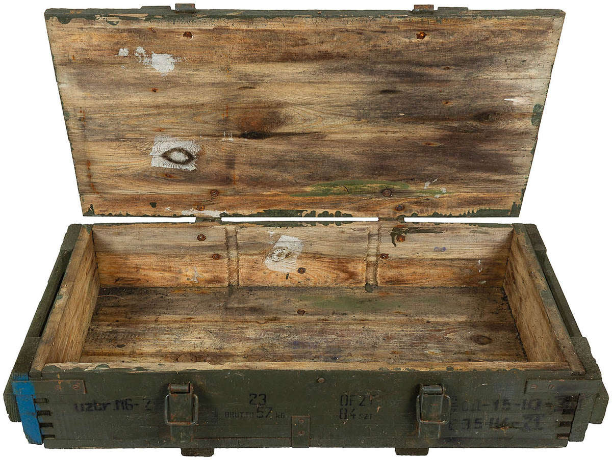 Pol. Holzkiste, gebr., Gr. innen 74 x 34 x 13 cm