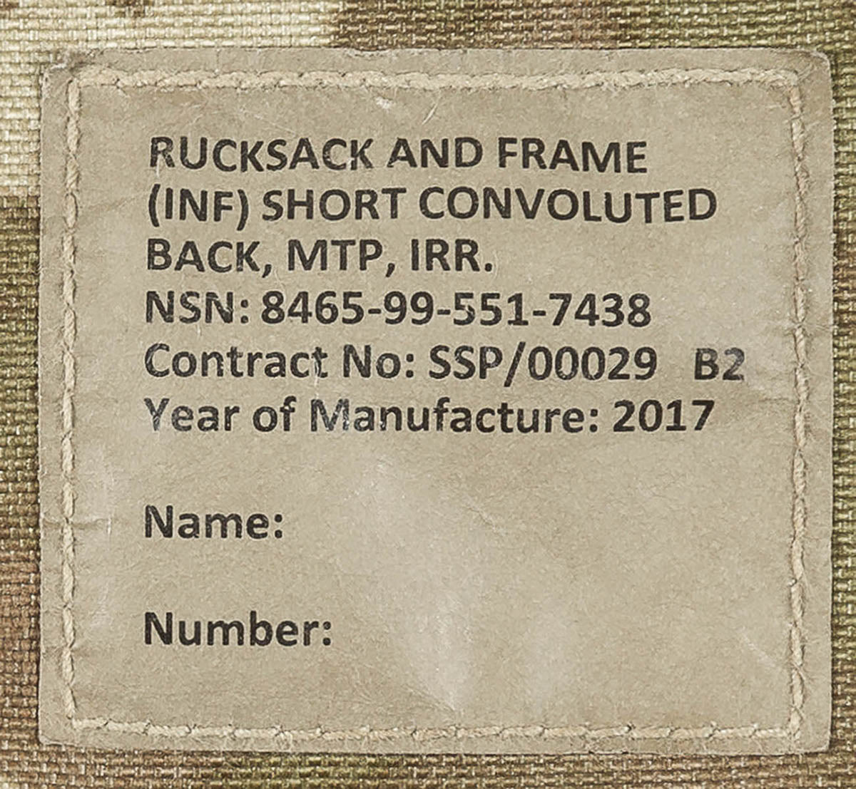 Brit. Rucksack, "INF Short", Seitentaschen, IRR, gebr. 1 Ausführung