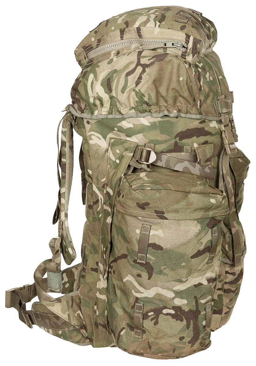 Brit. Rucksack, "INF Long", Seitentaschen, IRR, gebr. 2 Ausführung