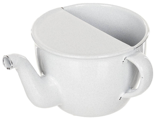 CZ/SK Schnabeltasse, Emaille, weiß, ca. 375 ml, neuw.