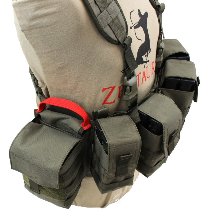 Nonmodularer Split Front Chest Rig - Steingrau-oliv