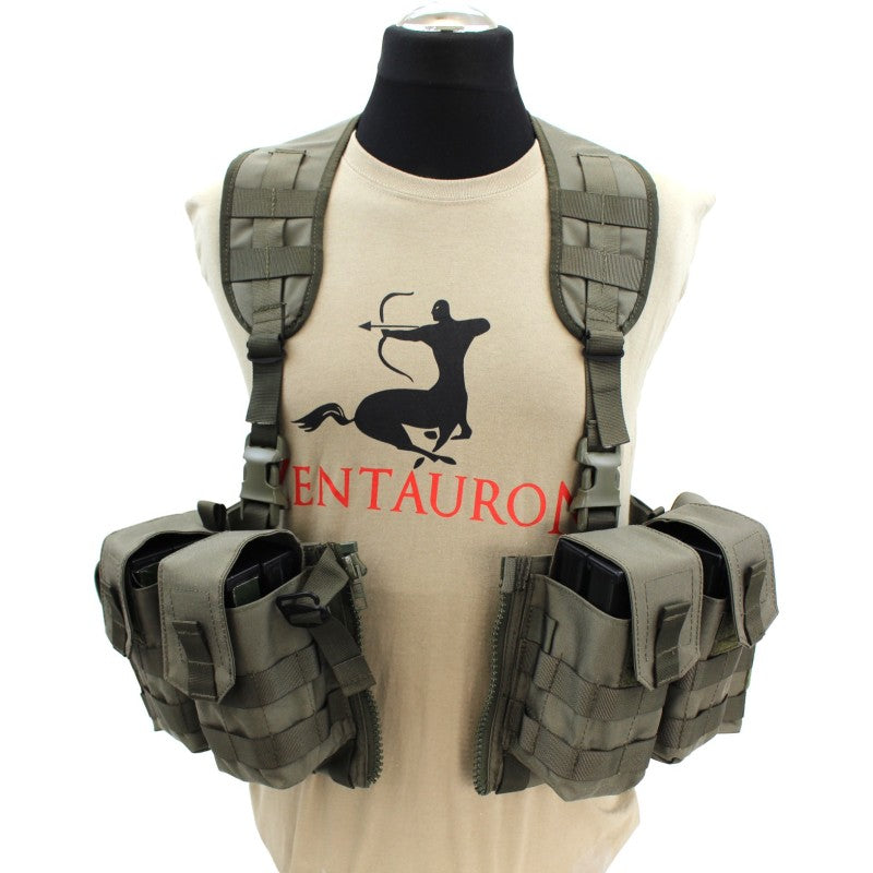 Nonmodularer Split Front Chest Rig - Steingrau-oliv